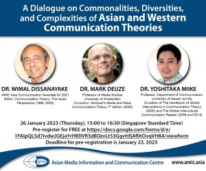 AMIC’s initial activity for 2023 is A Dialogue on Commonalities, Diversities, and Complexities of Asian and Western Communication Theories. 